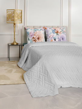 Покрывало стеганое велюровое ADRIA Decor Magic, MONO, SILVER<MONO, 135*230, односпальное, SILVER>