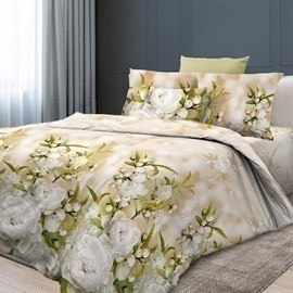 Пододеяльник евро (210*226) бязь Премиум Реноме<6321-1 Белые бутоны> (арт.38/008)